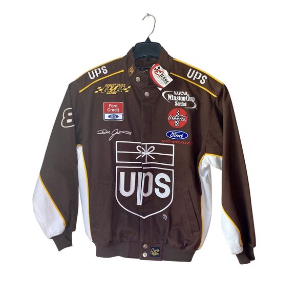 Nascar Winston Cup Series Racing Jacket Size M Brown & White UPS Logo NWT - Picture 1 of 4